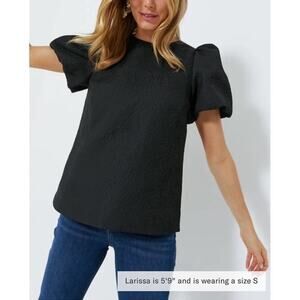 Tuckernuck POMANDER PLACE Womens Black Jacquard Lyla Blouse Top Small